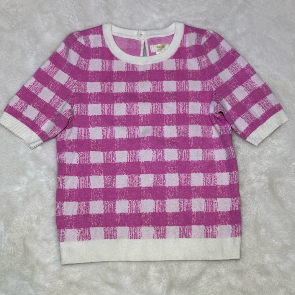 Anthropologie Pink and White Knit Top